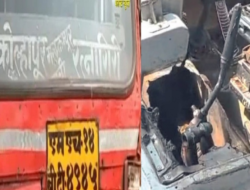 रत्नागिरी : कोल्हापूर-रत्नागिरी बसला आग, चालकाच्या प्रसंगावधानाने ५५ प्रवासी सुखरुप बचावले