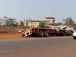 रत्नागिरी : कुवारबाव येथे ट्रेलर घसरून अपघात