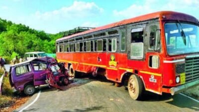 लांजा : एस. टी. बस आणि मारुती ओमनी व्हॅन अपघातात पाचजण जखमी