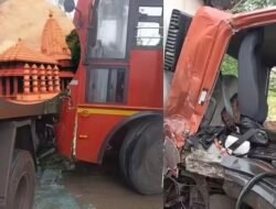 गुहागर : एसटी आणि कंटेनरची समोरासमोर धडक, गणपतीपुळेला जाणाऱ्या सहा महिला जखमी