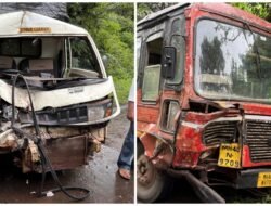 संगमेश्वर : एसटी बस आणि टेम्पोची समोरासमोर धडक, चालक जखमी