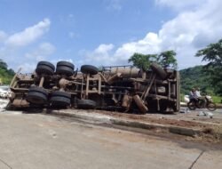 चिपळूण : कामथे घाटात कंटेनर उलटला