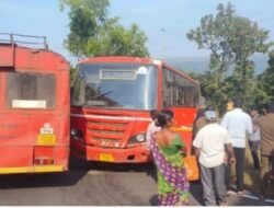 लांजा : एसटी आगाराच्या दोन बसमध्ये साटवली येथे अपघात, सुदैवाने जीवितहानी टळली
