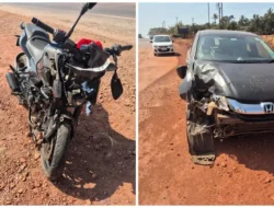 रत्नागिरी : हातखंबा येथे मोटार–दुचाकीचा अपघात