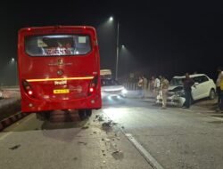 चिपळूण : मुंबई–गोवा महामार्गावर भीषण अपघात; कारची एसटी बसला समोरासमोर धडक, चालक जखमी