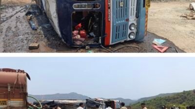 रत्नागिरी : साखरपा येथे डिझेल टँकर पलटी, चालक जखमी, मोठा अनर्थ टळला