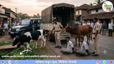 दापोली : जनावरांच्या अवैध वाहतुकीवर पोलिसांची कारवाई, बैल, गाय व पाडीची सुटका, मंडणगड, महाड येथील दोघांना अटक