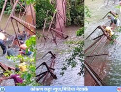 गुहागरमध्ये लोखंडी साकव कोसळला, 6 जनावरे जखमी, एका बैलाचा मृत्यू