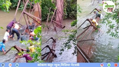 गुहागरमध्ये लोखंडी साकव कोसळला, 6 जनावरे जखमी, एका बैलाचा मृत्यू