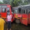 चिपळूण : चोरवणे मार्गावर 2 एसटी बसची समोरासमोर धडक