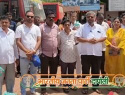 दापोली : गणेशोत्सवानिमित्त कोकणात जाणाऱ्या गणेशभक्तांसाठी भाजपाकडून मोफत एसटी बस सेवा, दापोली भाजपाकडून उत्साहात स्वागत